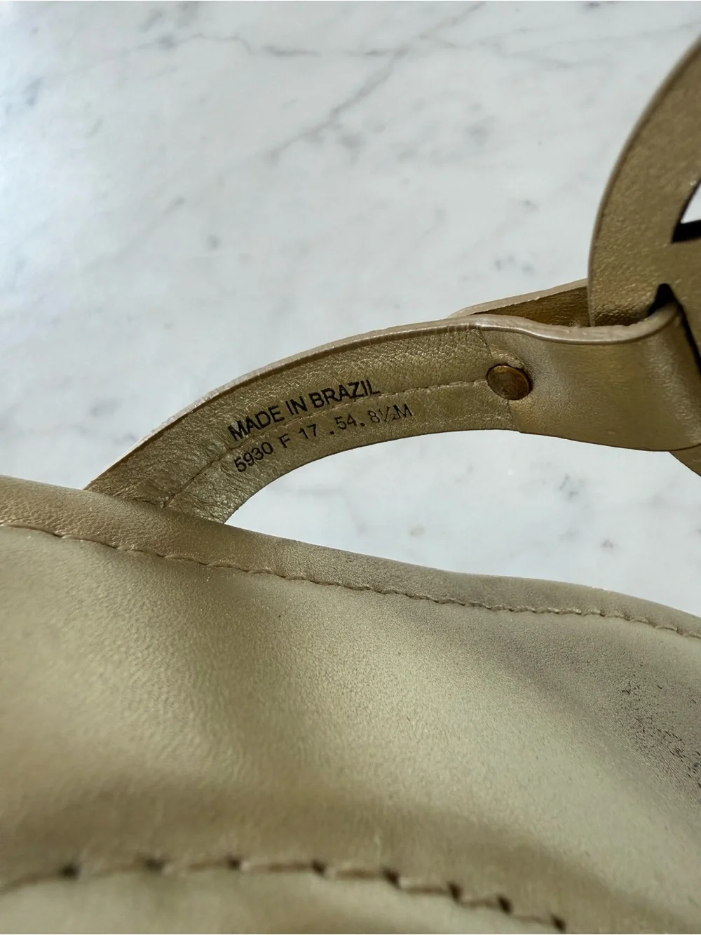 Tory Burch Miller Metallic Gold Leather Thong Sandals 8.5M